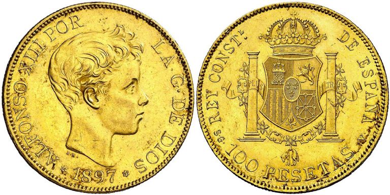 Moneda de 100 pesetas de 1897