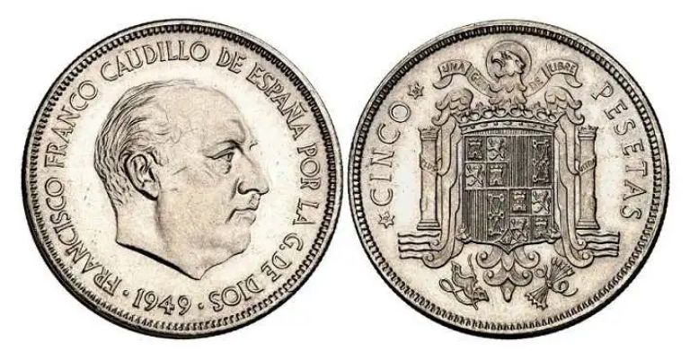 Moneda de 5 pesetas de 1949